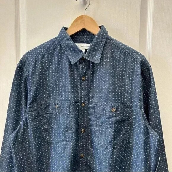 Old Navy Mens Shirt Long Sleeve Button Down Cotton Collared Blue White Large NWT - Picture 5 of 14